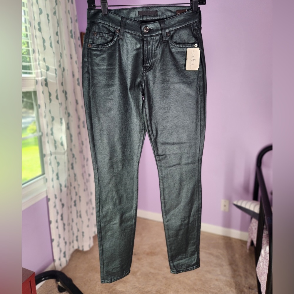NWT 7 For All Mankind Emerald Shimmer Jeans